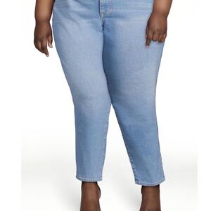 Terra & Sky Women's Straight Leg Jeans in Light Blue [size 26W]